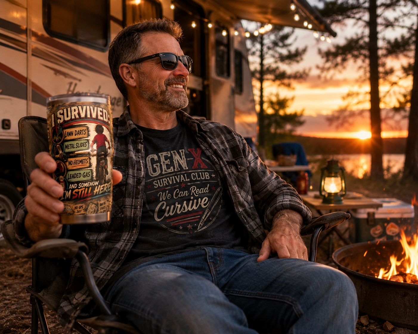 I Survived™ Gen X 20oz Tumbler | Funny Generation X Survival Club Travel Mug | Retro Childhood Gift